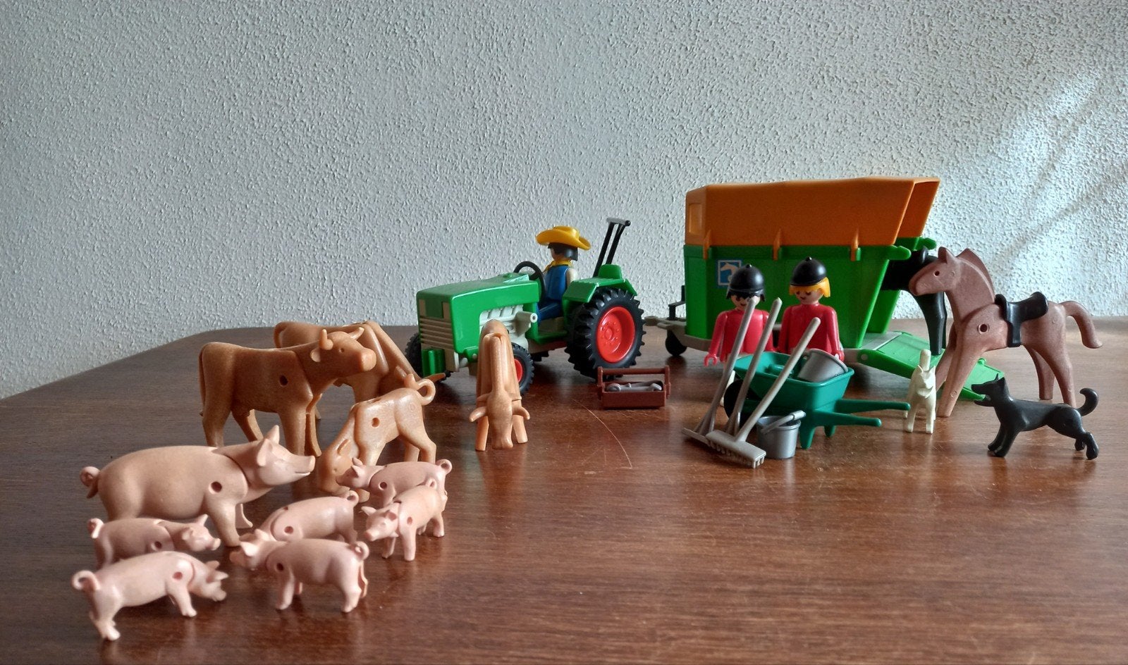 Vintage Playmobil Tractor met Paardentrailer en dieren, Ophalen of Verzenden, Gebruikt