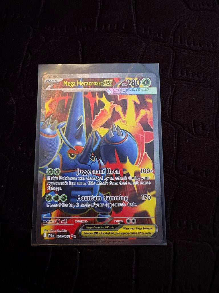 Mega Heracross EX 108/094 Pokémon kaart, Ophalen, Zo goed als nieuw, Losse kaart, Foil