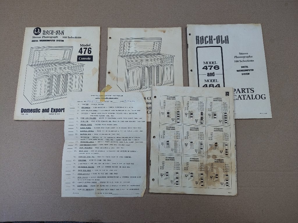 Service Manual Rock Ola 476/484 (1978) jukebox, Verzenden, Gebruikt, 1950 tot 1960, Seeburg