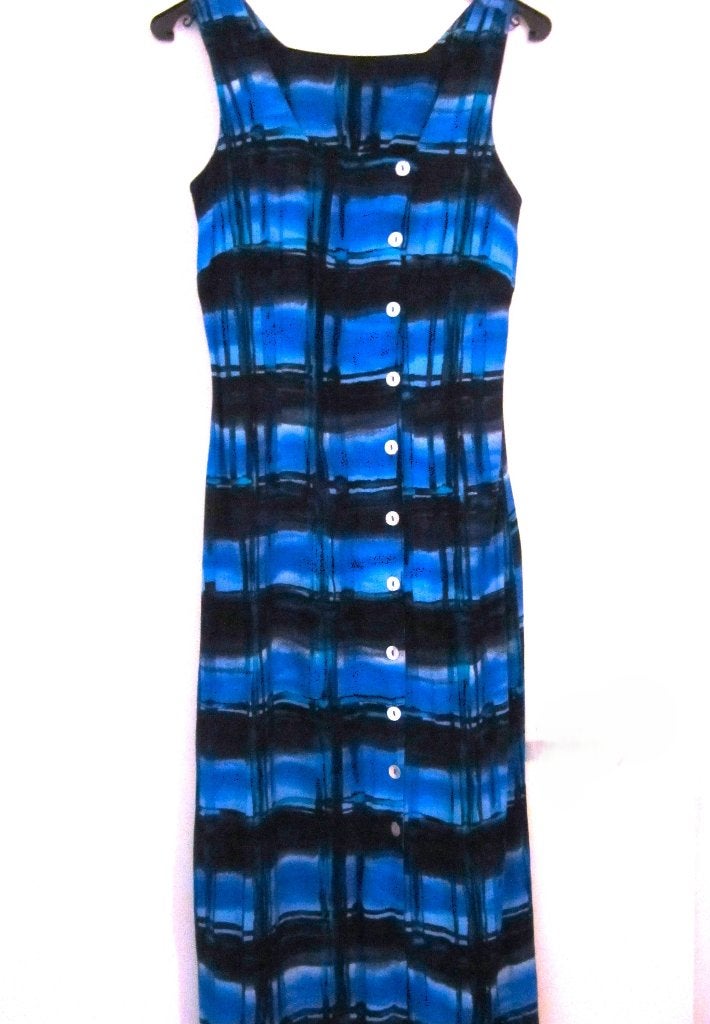 JURK BLAUW MAAT 36 , MET PARELMOER KNOPEN, Ophalen, Blauw, Zo goed als nieuw, Maat 36 (S)