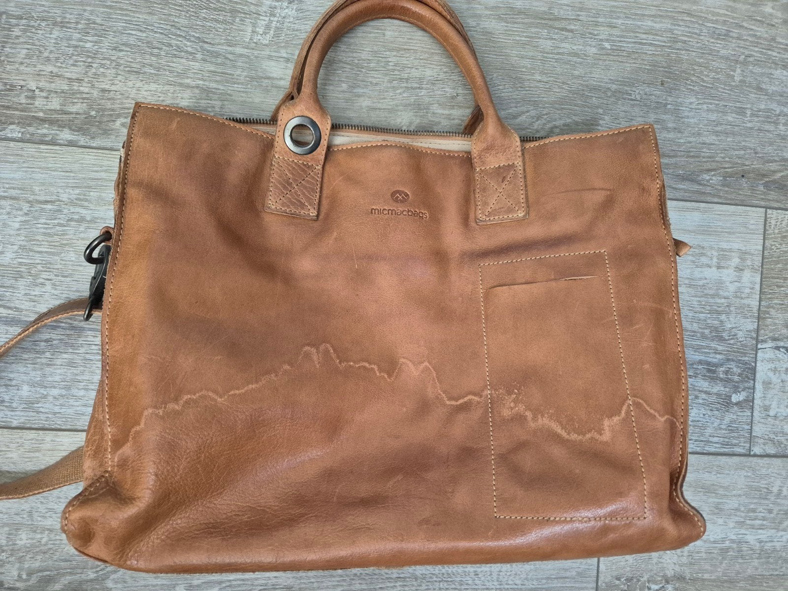 Micmacbags Leren Handtas/Schoudertas - Bruin, Sieraden, Tassen en Uiterlijk, Tassen | Damestassen, Ophalen, Bruin, Handtas
