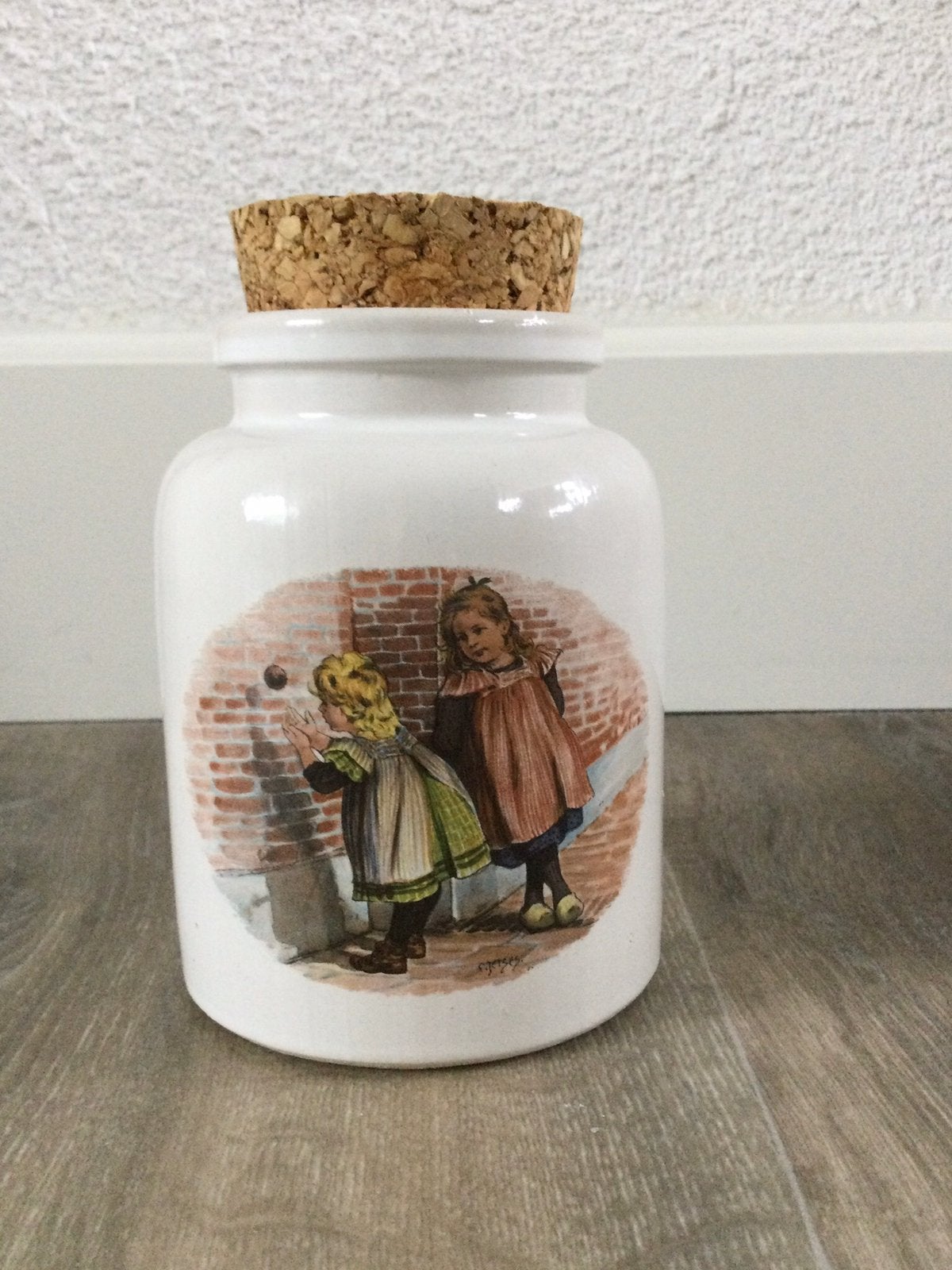 Ot en Sien pot kurk 13cm porselein Kaatsebal, ik vang je al, Ophalen of Verzenden