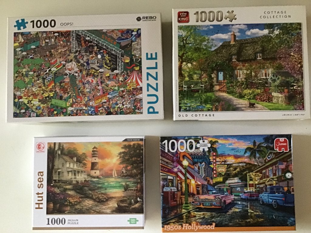 4 puzzels, Ophalen of Verzenden, 500 t/m 1500 stukjes, Zo goed als nieuw, Legpuzzel