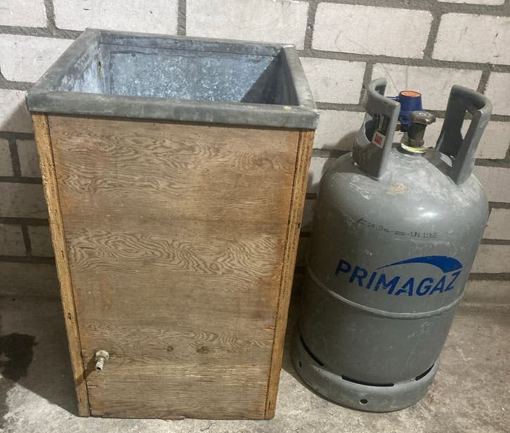Veiligheidskist met gasfles boot/camper/caravan met meter, Ophalen of Verzenden, Gebruikt