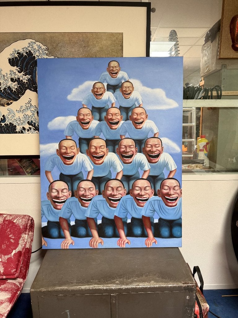 Reproductie op doek van bekende Chinese kunstenaar 80-120, Antiek en Kunst, Kunst | Schilderijen | Klassiek, Ophalen, Acrylverf
