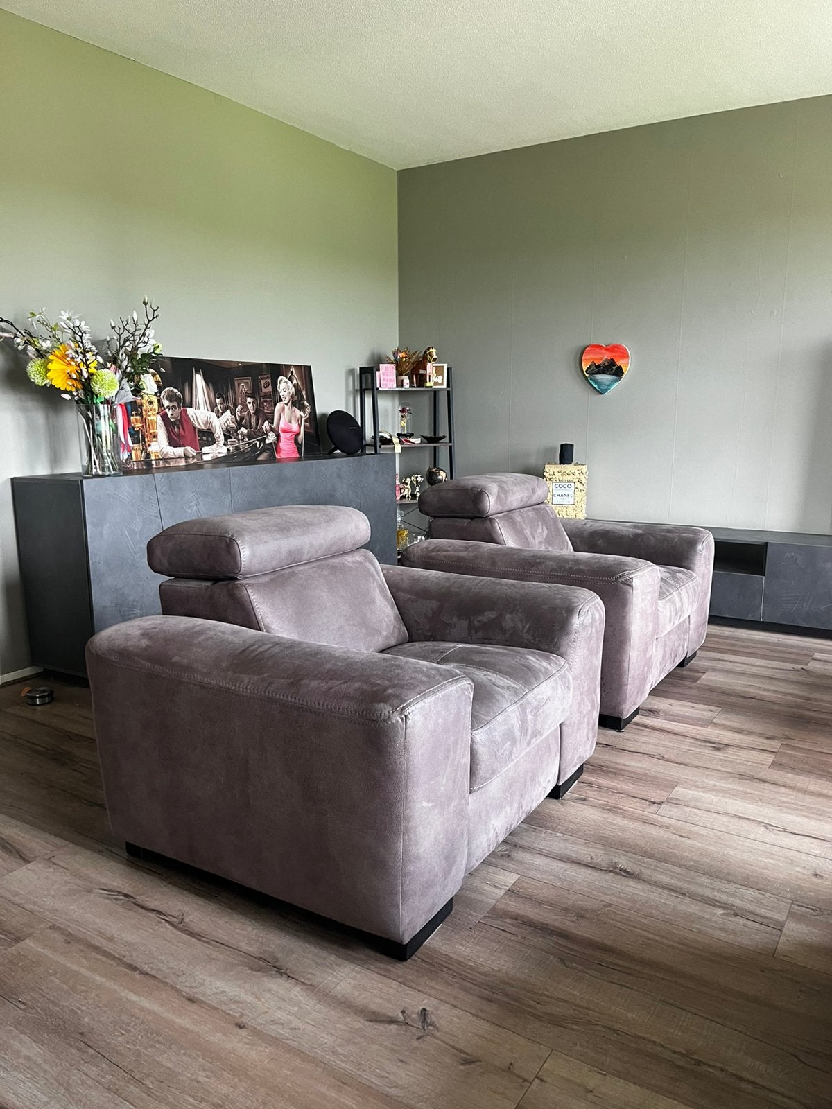 Fauteuils - bruin - verstelbaar hoofdsteun, Ophalen, Gebruikt, 75 tot 100 cm, 100 tot 125 cm