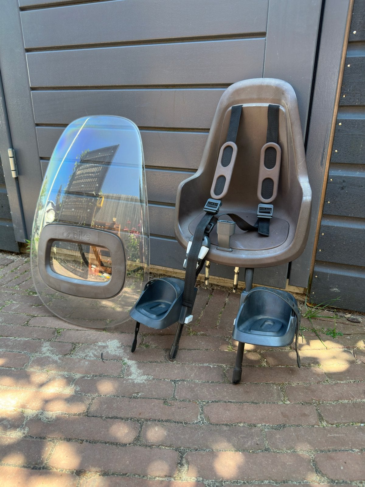 Bobike Mini ONE Coffee Brown fietsstoeltje + windscherm, Fietsen en Brommers, Ophalen, 0 t/m 18 kg, Voorzitje, Gebruikt