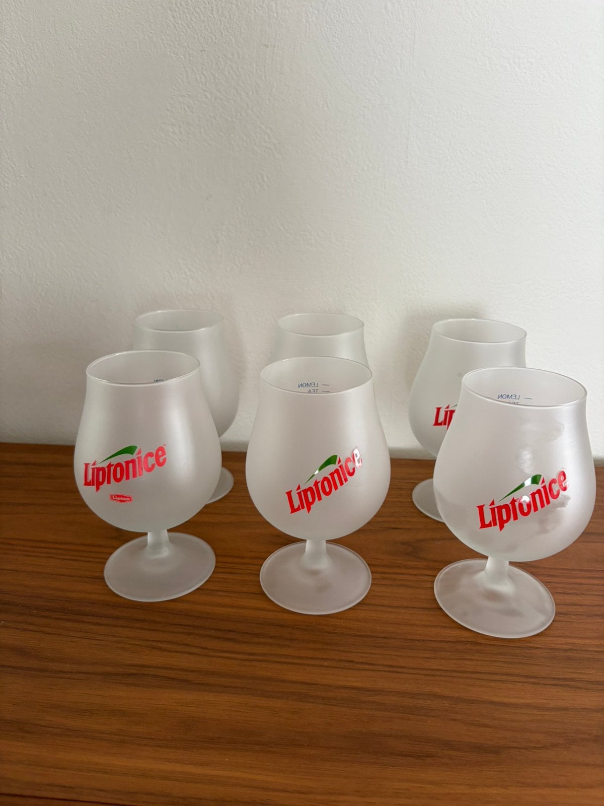 6 mat glazen icetea glazen van Lipton zgan, Verzamelen, Glas en Borrelglaasjes, Ophalen, Zo goed als nieuw, Frisdrankglas