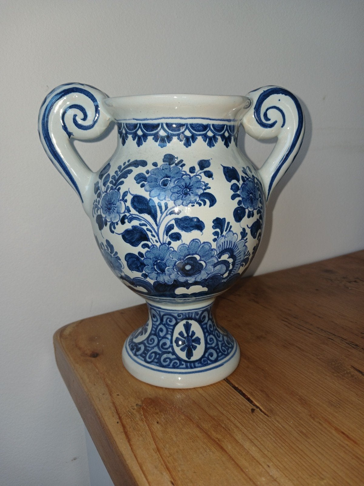 Delfts Blauw Vaas met Handvatten - 18,5 cm Hoog, Ophalen of Verzenden