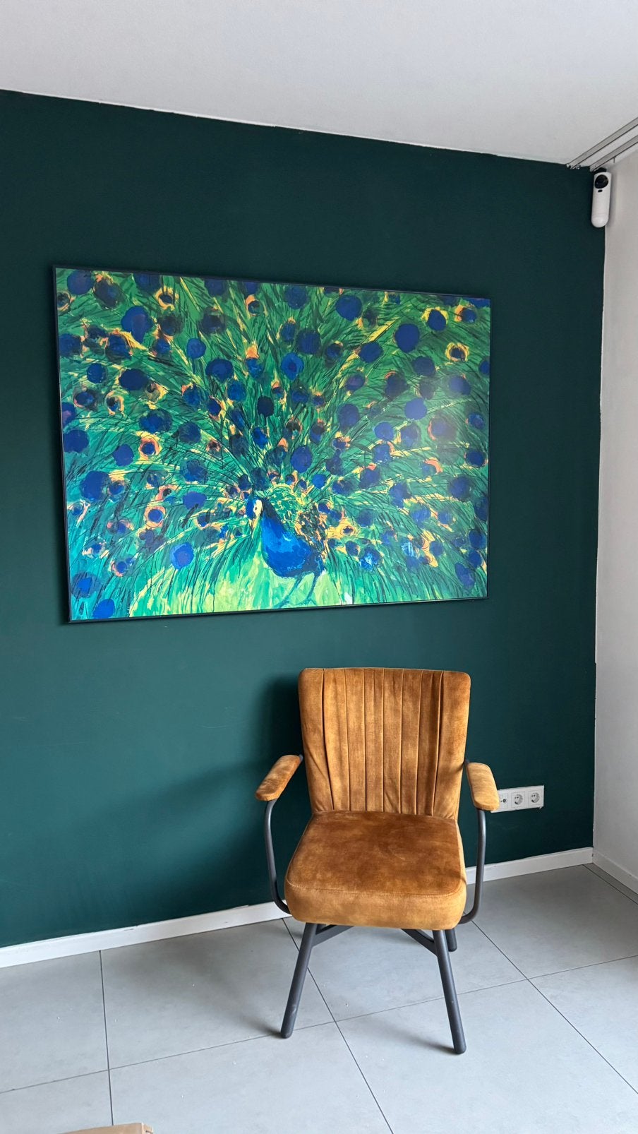 Een pauw schilderij 145x105, Ophalen