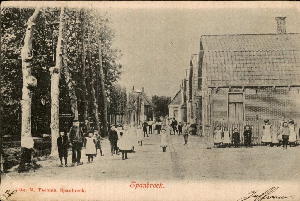 Spanbroek - Straat - Kinderen, Verzamelen, Ophalen of Verzenden, Voor 1920, Gelopen, Noord-Holland