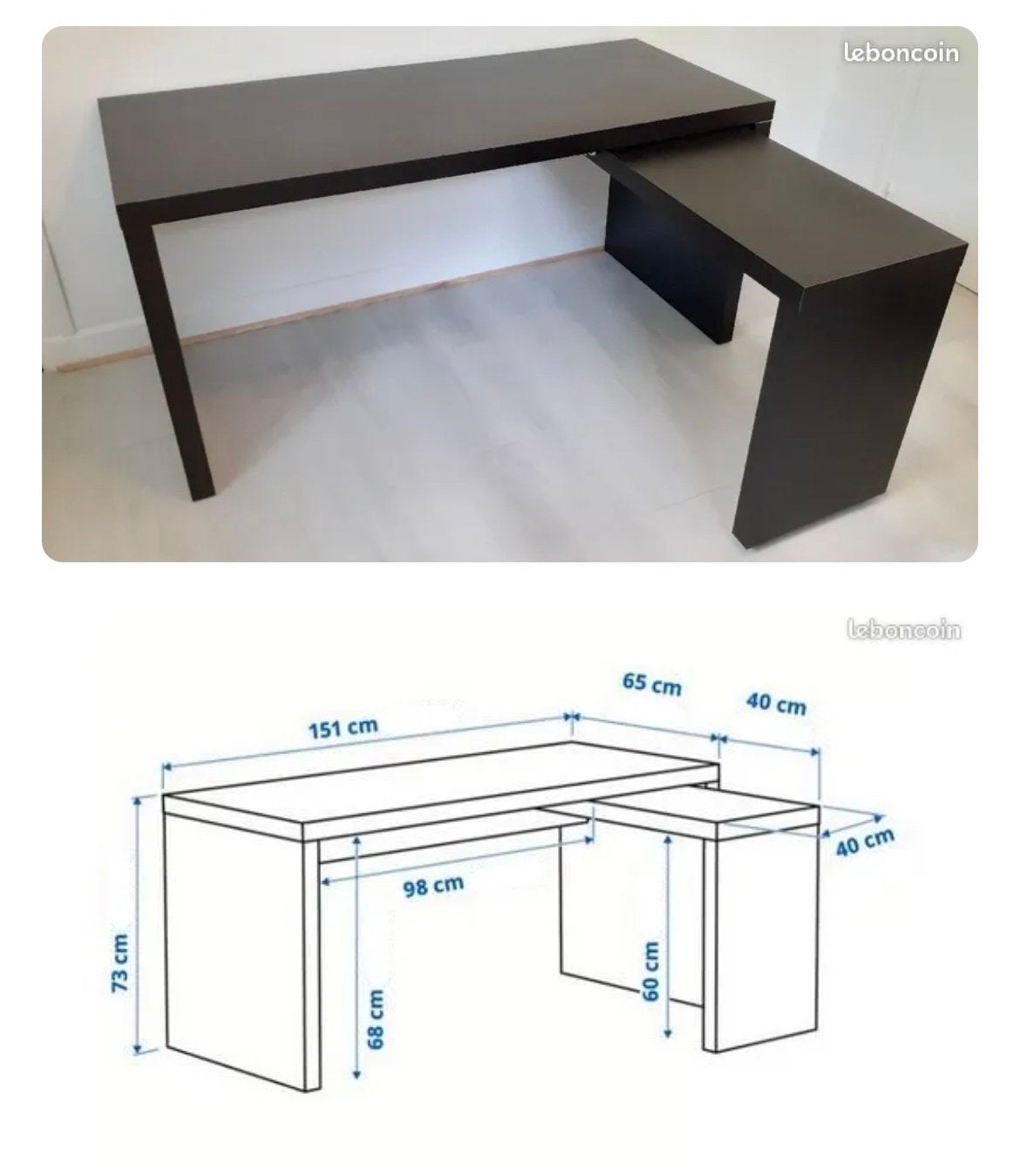 Te koop gevraagd; IKEA MALM bureau met Uitschuifbaar Zijdeel, Ophalen, Opbergruimte, Gebruikt, Spaanplaat of MDF