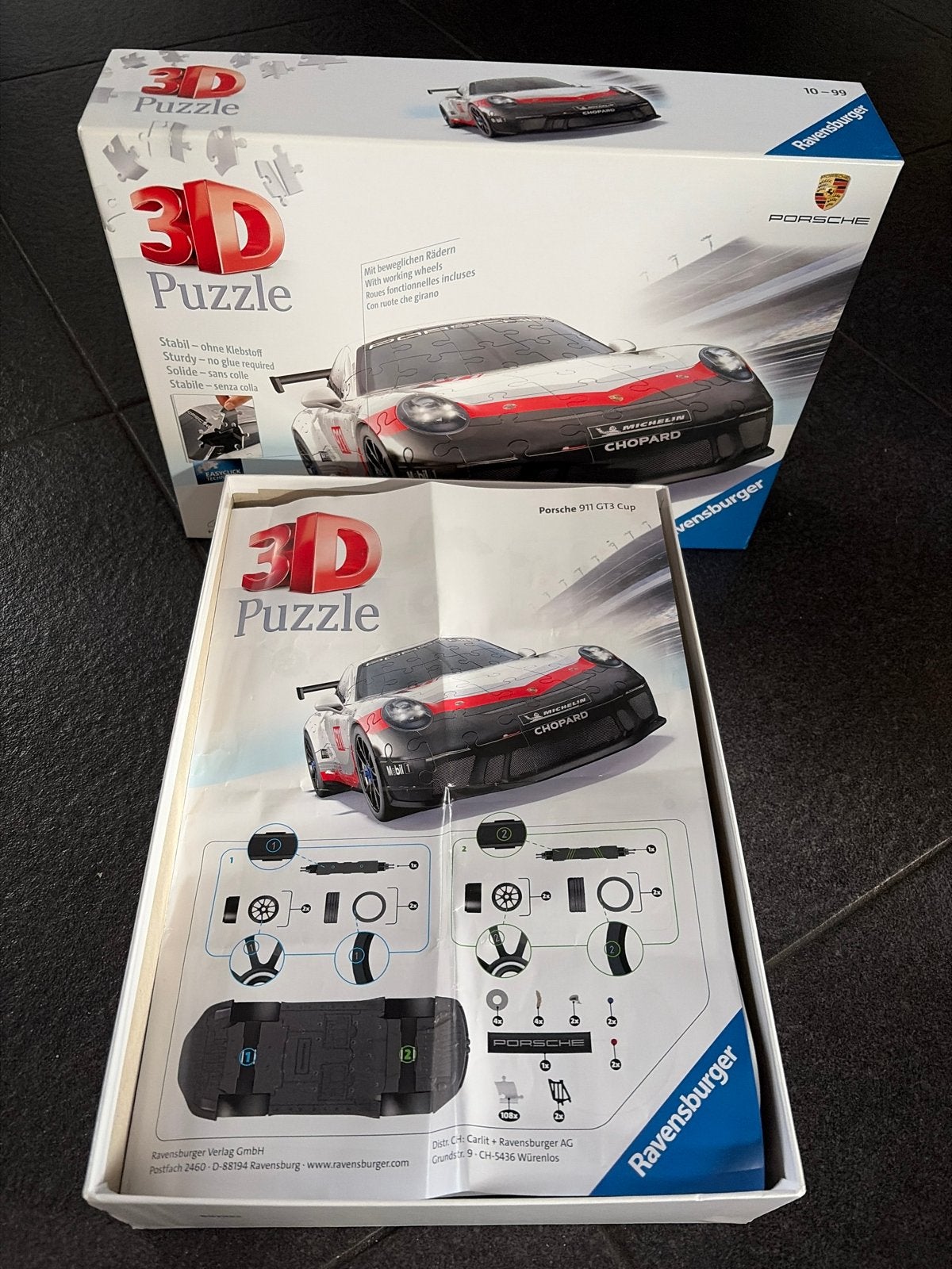 Ravensburger 3D Puzzel Porsche 911 GT3 Cup, Ophalen of Verzenden, Zo goed als nieuw, Overige merken