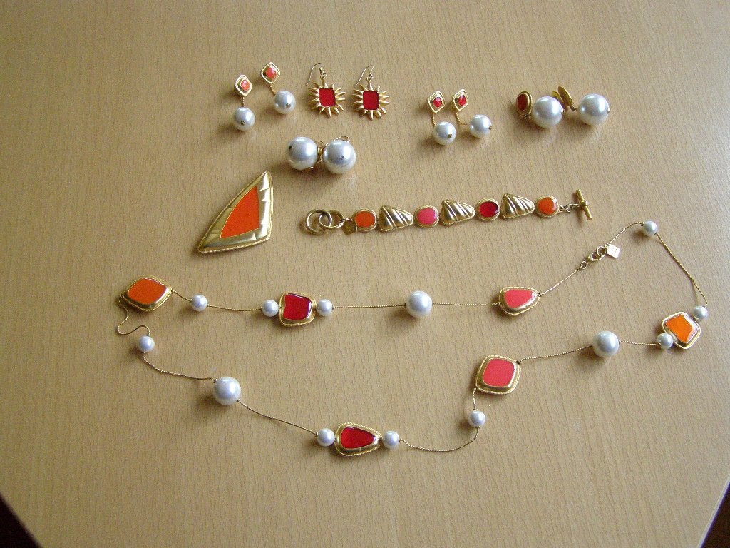 Anne Klein Vintage 80er jaren Costume Sieraden Set, Ophalen of Verzenden, Zo goed als nieuw, Goud, Overige materialen