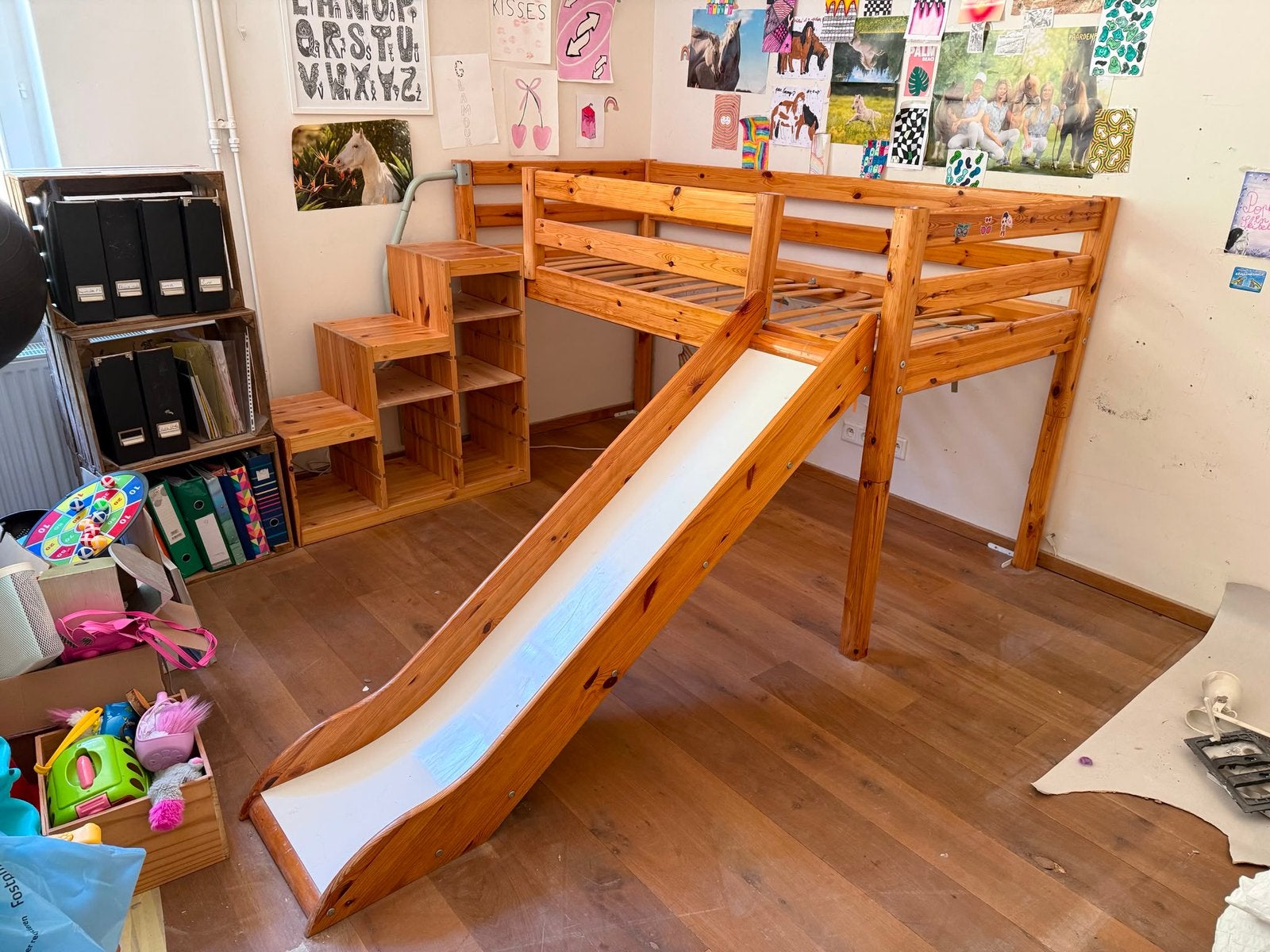 Leuke hoogslaper met glijbaan 90x200, Ophalen, Gebruikt, Hoogslaper