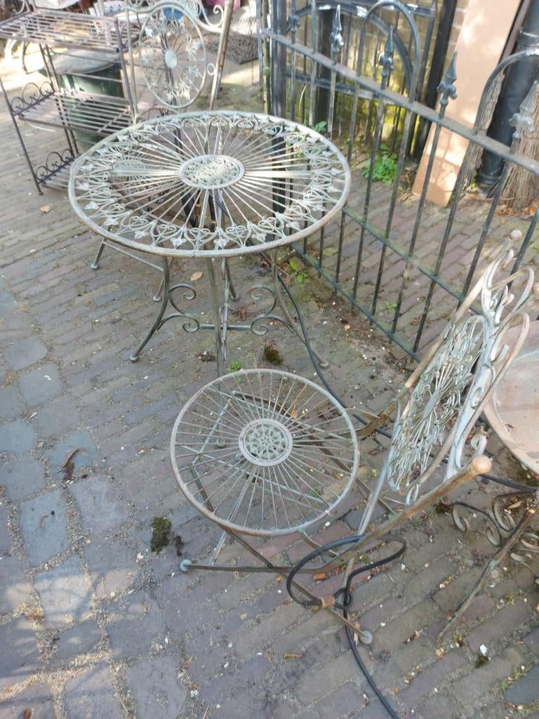 Smeedijzer bistroset allermooist tuin terras cadeau voorjaar, Ophalen of Verzenden, Nieuw, Overige materialen, 2 zitplaatsen