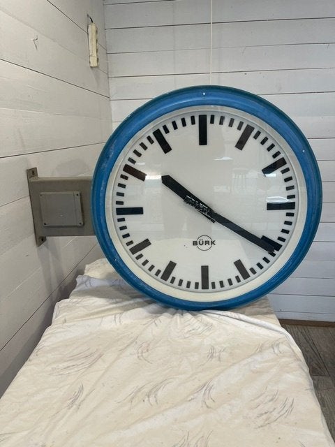 'Vintage Dubble stationklok 'BURK, Verzenden, Huis en Inrichting