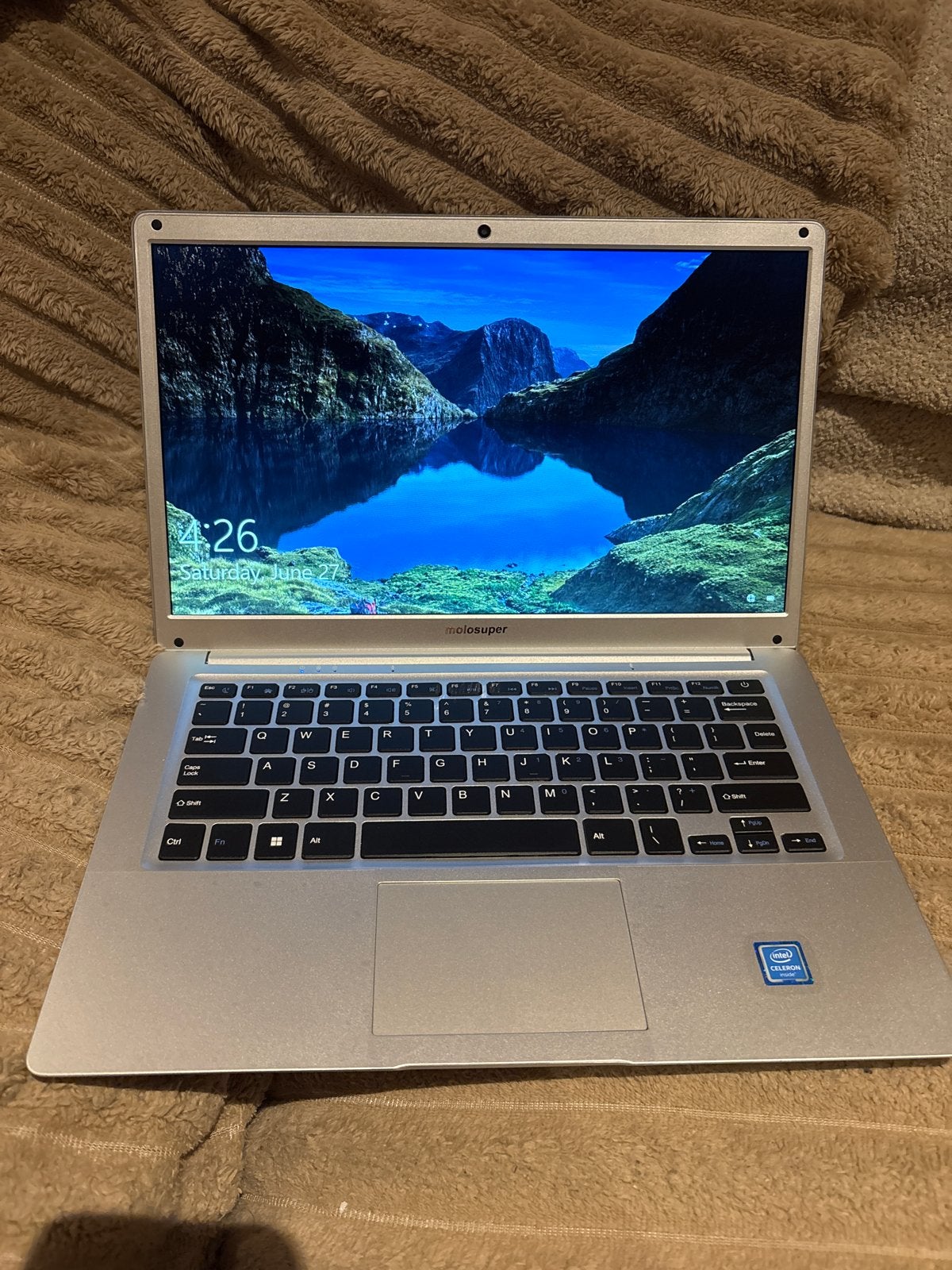 MOLOSUPER Laptop - Intel Celeron - 64GB opslag, Gebruikt, Minder dan 4 GB, Qwerty, Minder dan 2 Ghz