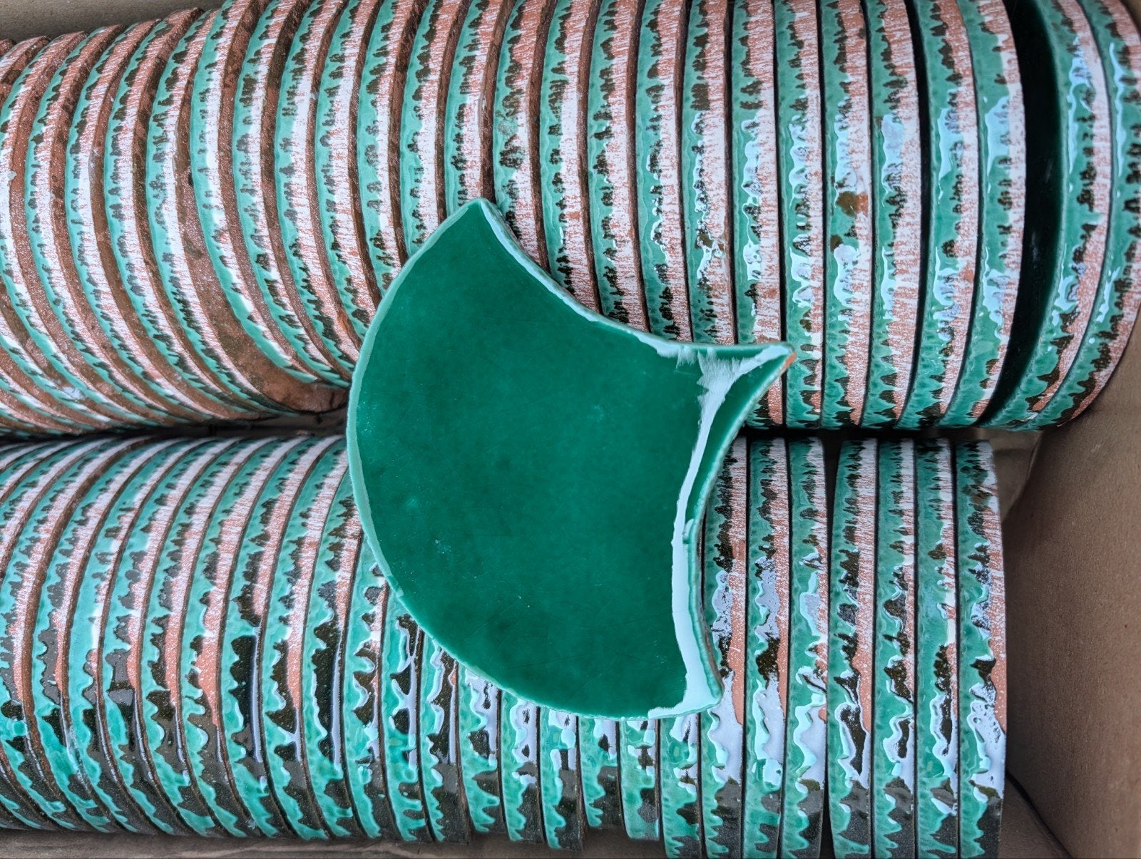 Groene visschub tegels - Escama Verde Cobre, Ophalen, Nieuw, Minder dan 20 cm, Minder dan 20 cm