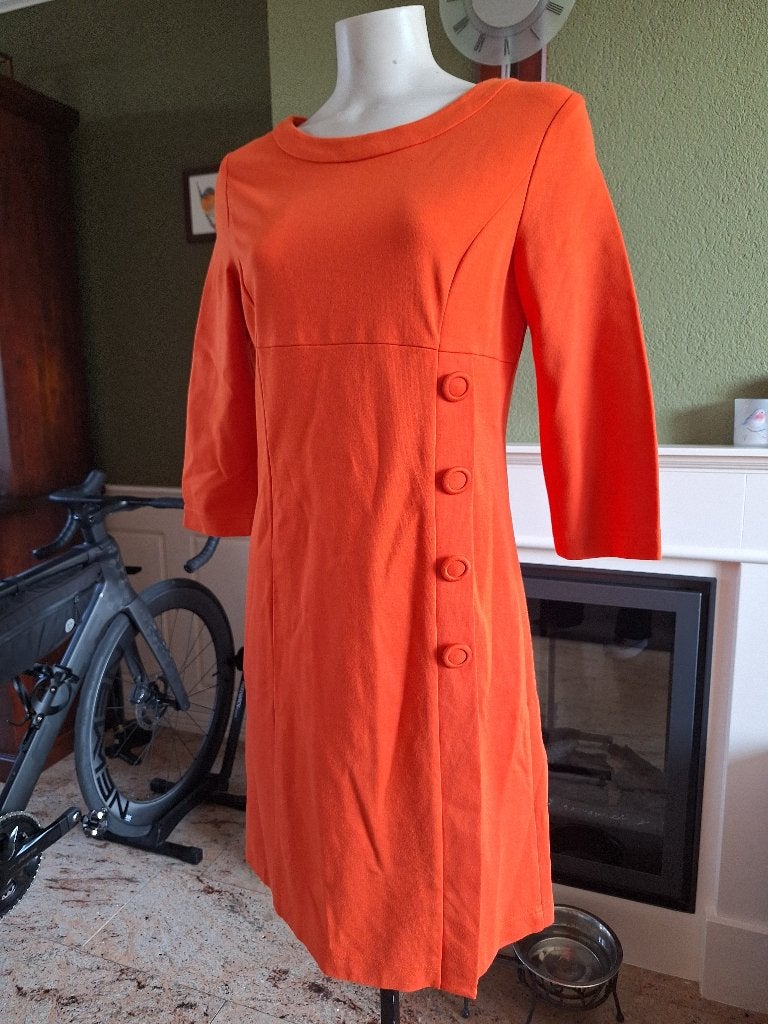 Caroline Biss oranje knopen jurk mt 42, Kleding | Dames, Jurken, Verzenden, Maat 42/44 (L), Oranje, Zo goed als nieuw