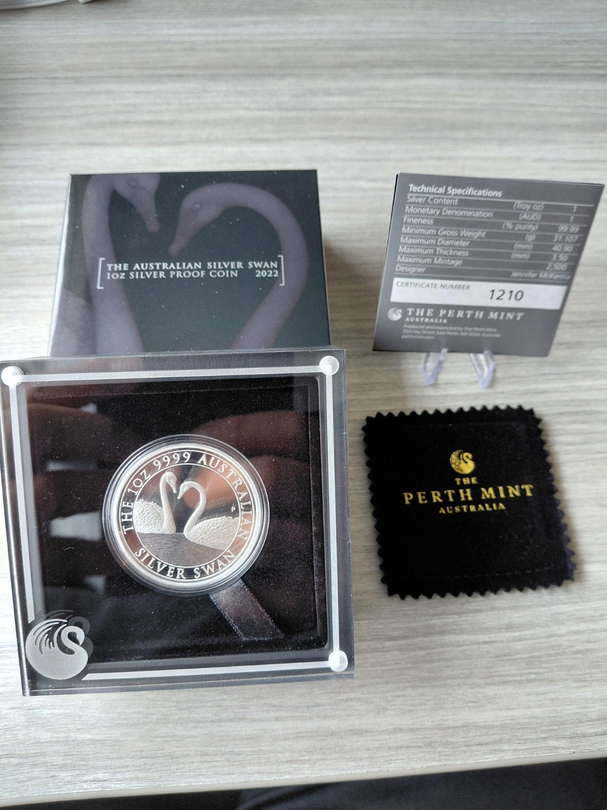 2022 Australian Silver Swan 1oz Proof Coin - Perth Mint, Ophalen of Verzenden, Zilver