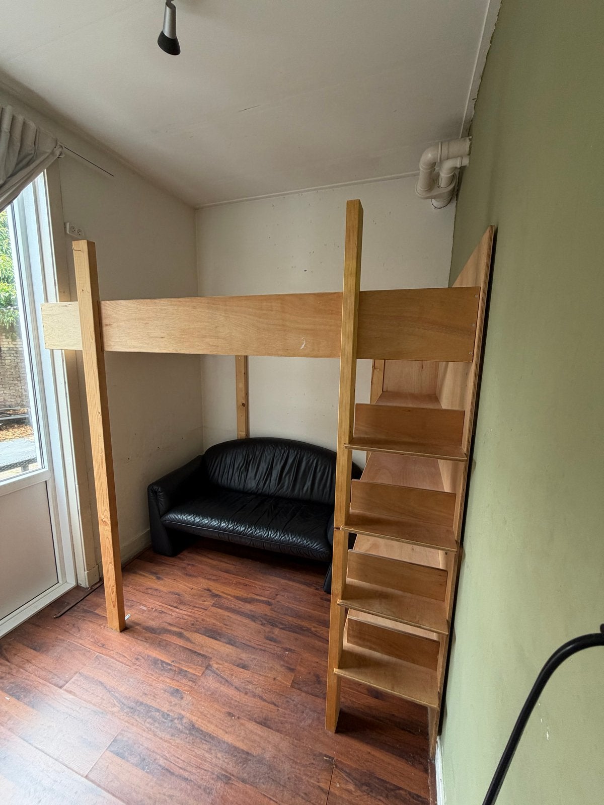Ingebouwde tweepersoons hoogslaper met kast en trap, Ophalen, Gebruikt, Hoogslaper, Tweepersoons