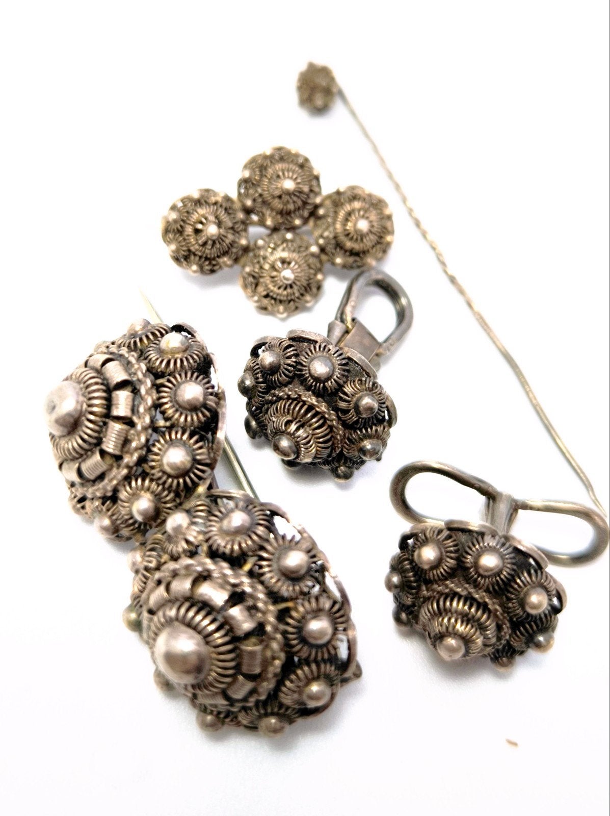 Set zilveren Zeeuwse knoppen, Ophalen of Verzenden, Gebruikt, Zilver, Zilver
