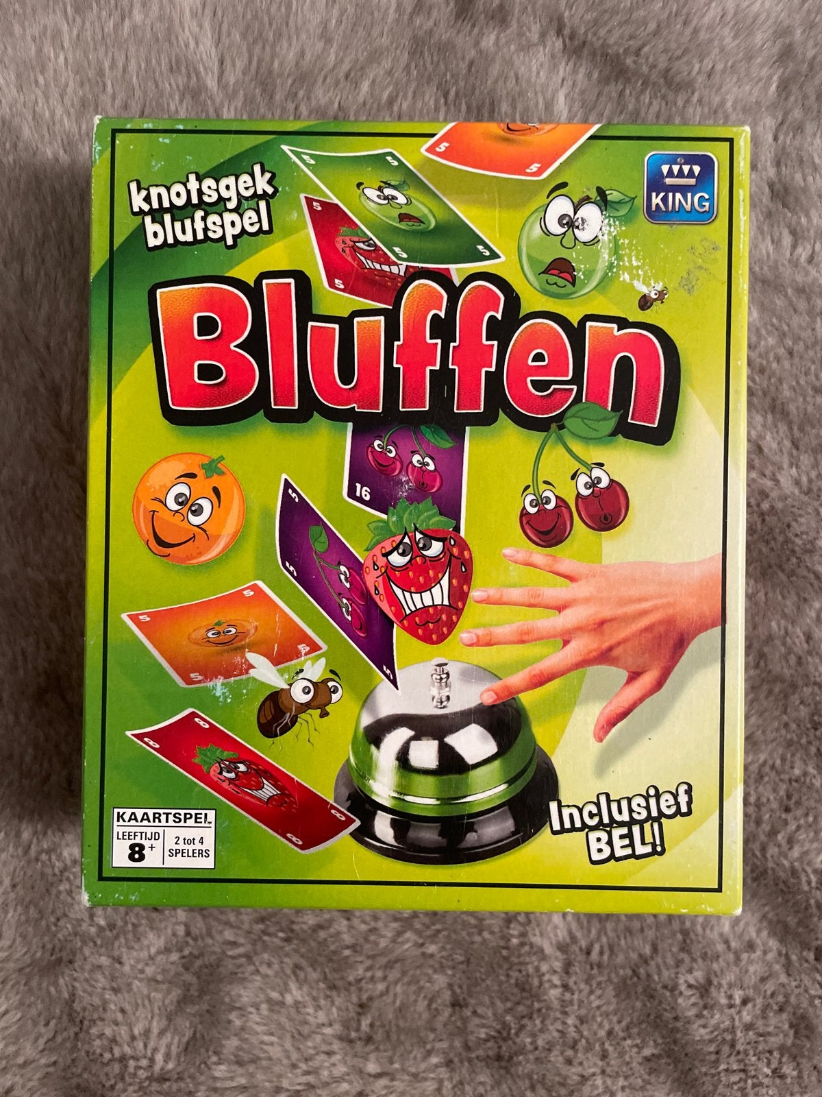 Bluffen: Knotsgek Kaartspel met Bel - King Games, Drie of vier spelers, Ophalen, Zo goed als nieuw