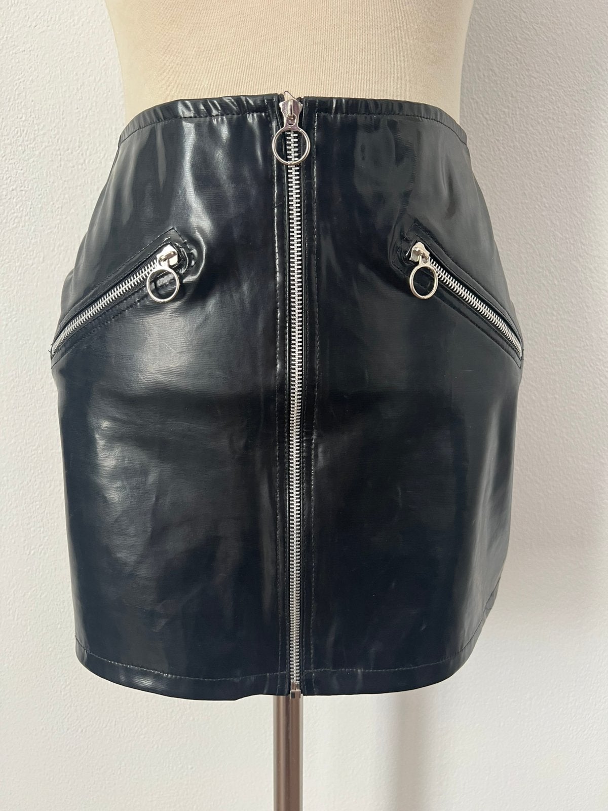 Zwart vinyl pvc minirokje, Kleding | Dames, Zwart, Ophalen of Verzenden, Zo goed als nieuw, Maat 36 (S)
