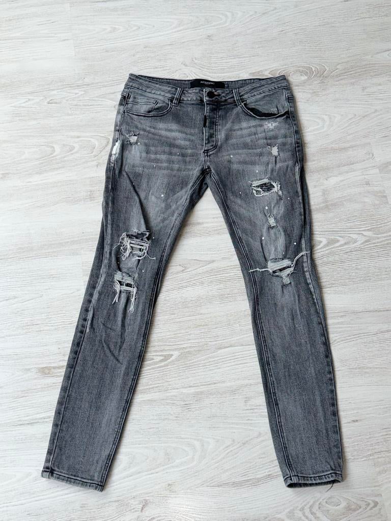 Alessandro Zavetti Jeans - Grijs met scheuren, maat W32, Ophalen of Verzenden, Zo goed als nieuw, Grijs, W32 (confectie 46) of kleiner