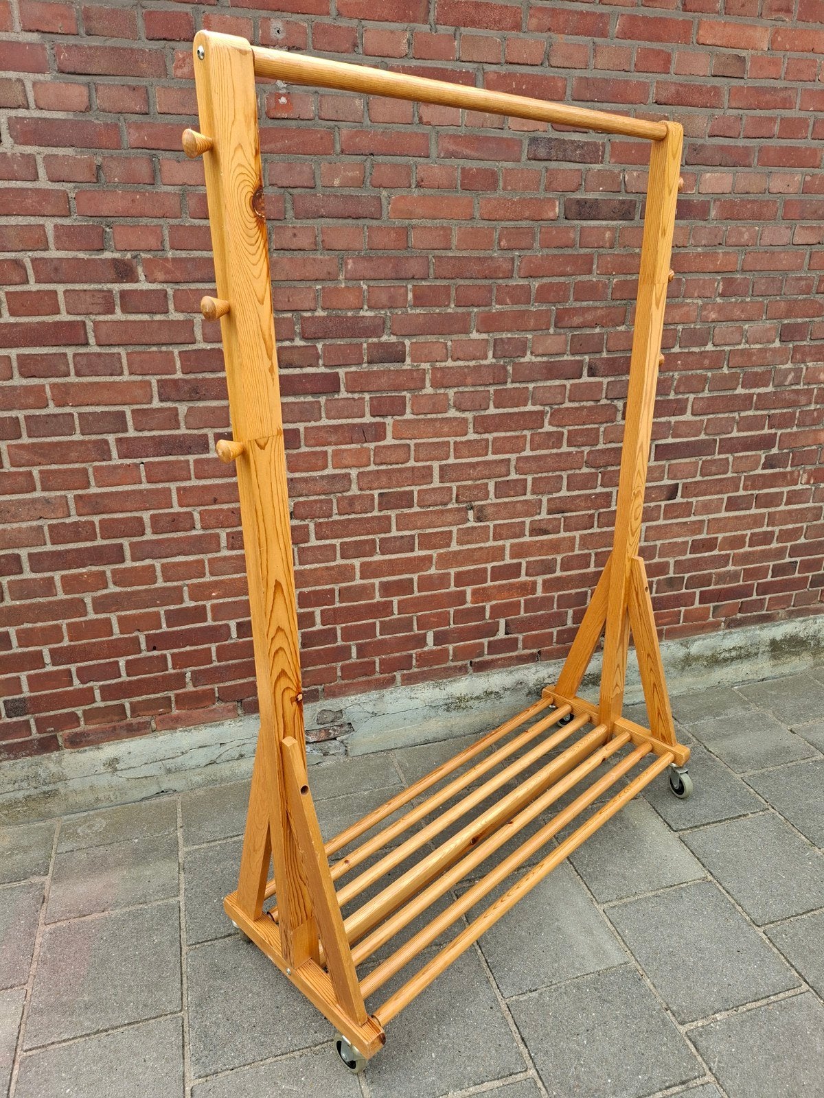 Leuk vintage grenen kledingrek / schoenenrek, Huis en Inrichting, Ophalen, Gebruikt