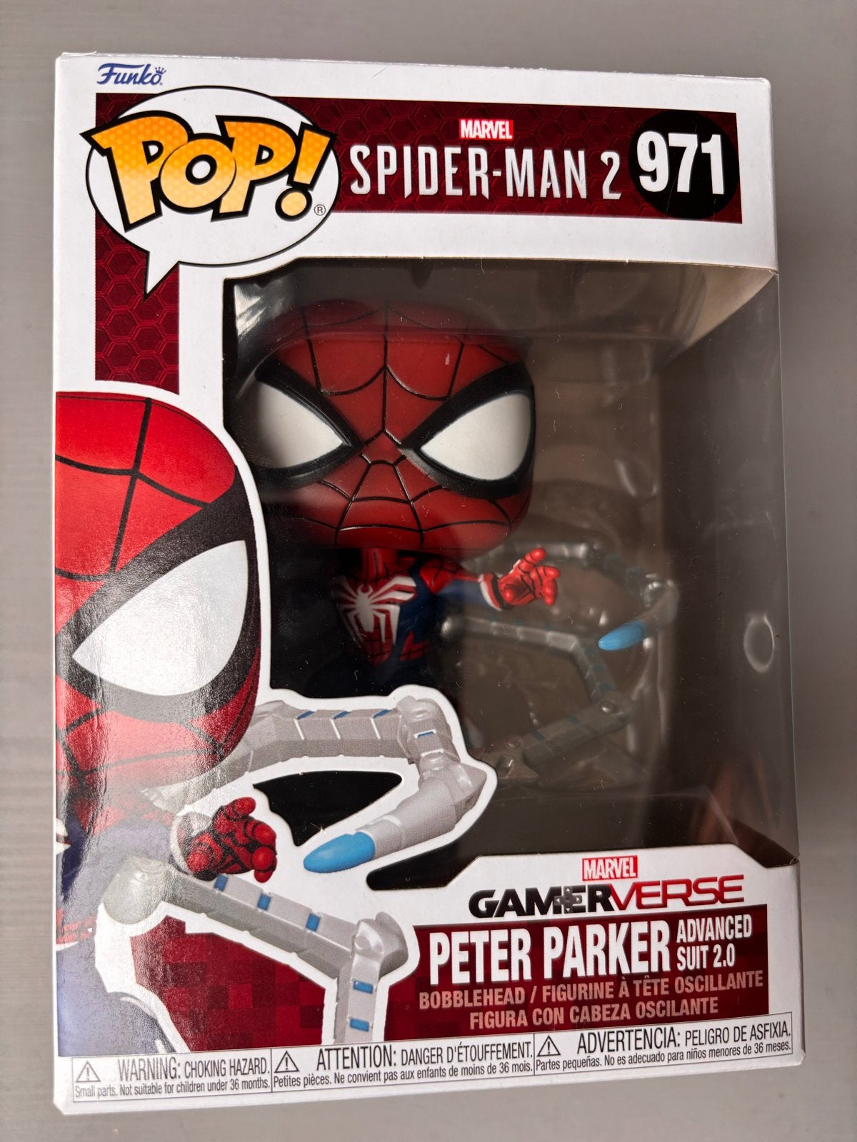 Funko Pop! Marvel Spider-Man 2 Peter Parker Advanced Suit, Ophalen of Verzenden, Zo goed als nieuw