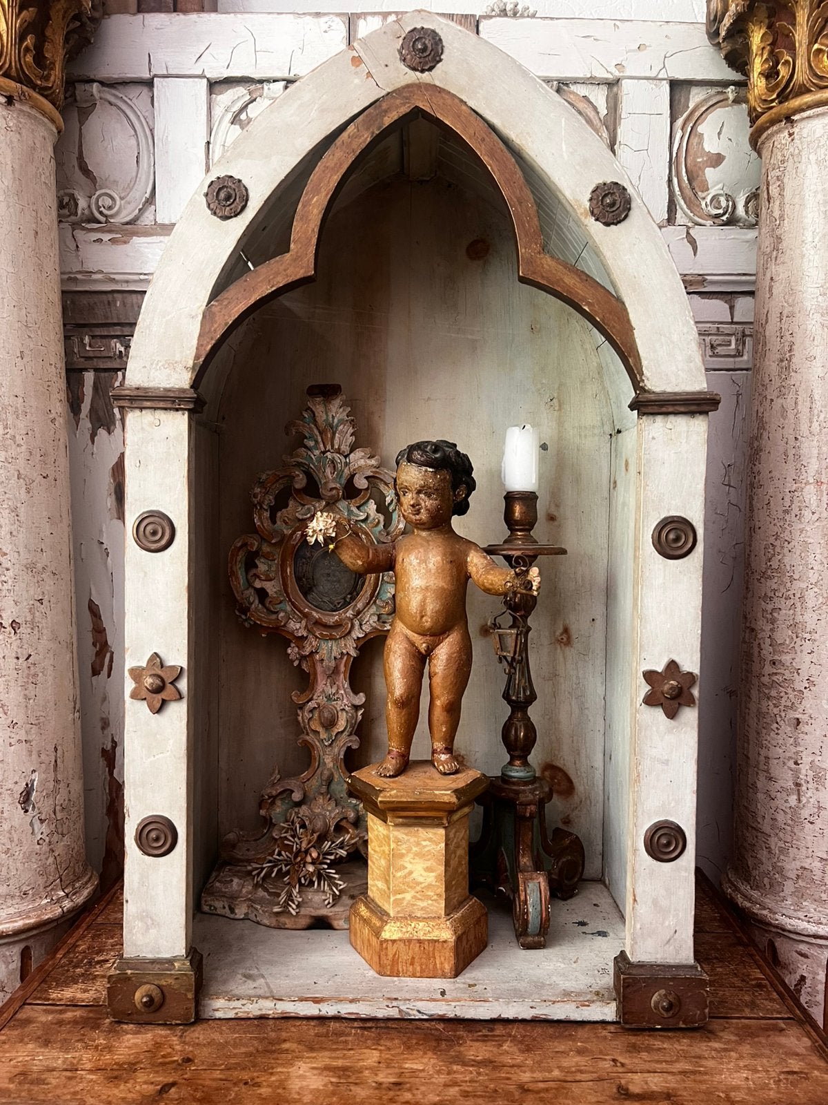 Kapel antiek oud kapelletje hout italiaans ornament religie, Ophalen of Verzenden
