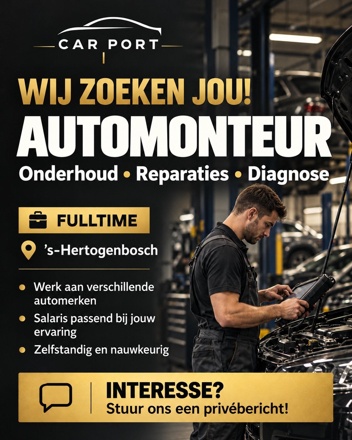 AUTOMONTEUR GEZOCHT – FULLTIME, 33 - 40 uur, Vanaf 1 jaar, Vast contract