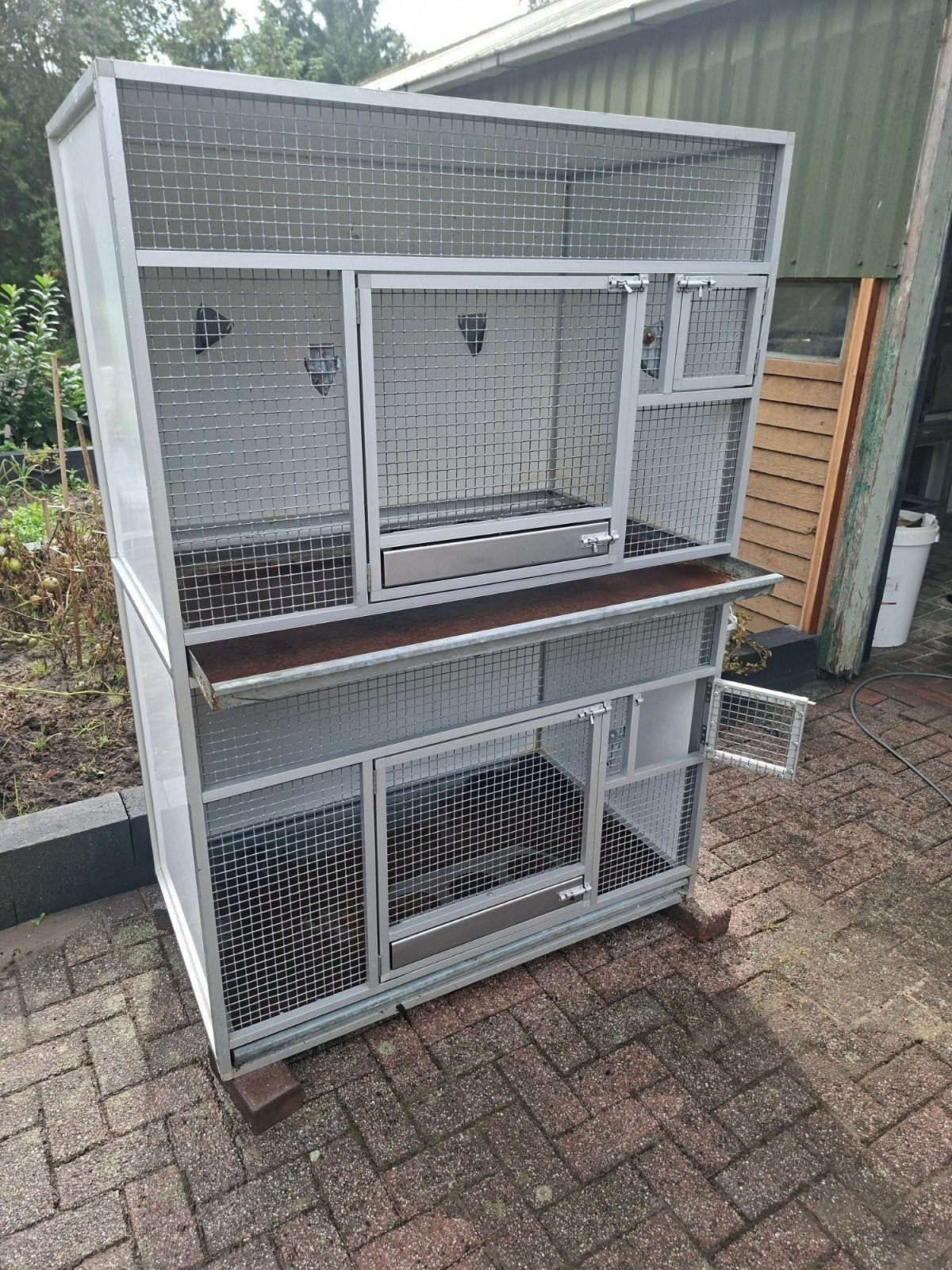 dubbele kooi, Ophalen, Gebruikt, Aluminium, Broedkooi of Kweekkooi
