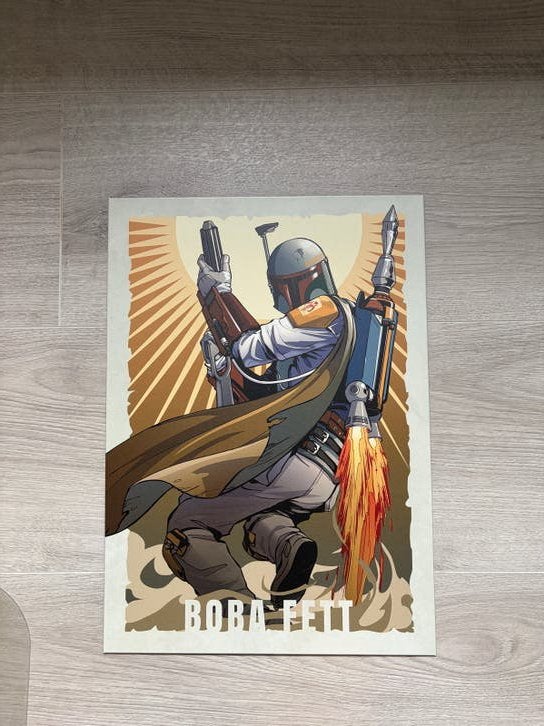 Displate Boba Fett Star Wars Metalen Poster, Huis en Inrichting, 50 – 75, Ophalen of Verzenden, 50 tot 75 cm, Print