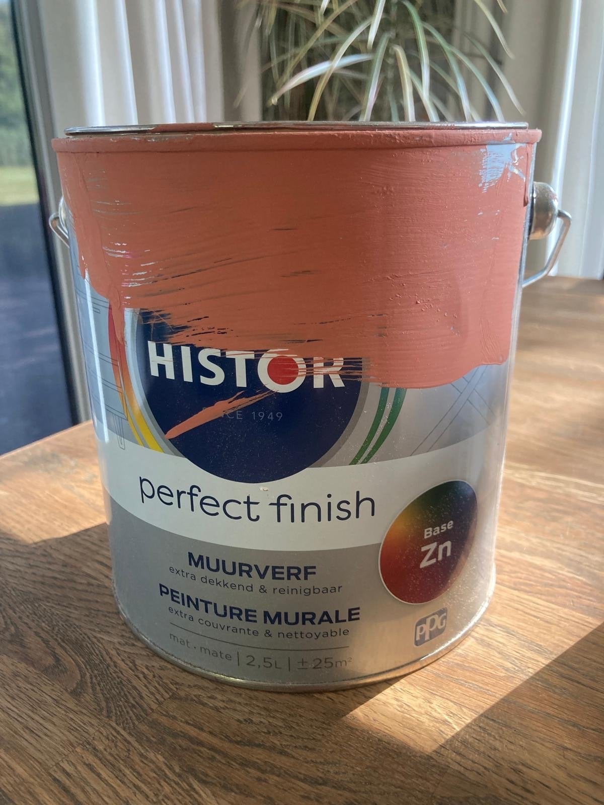 Histor Perfect Finish Muurverf Mat 2.5L - Kleur C0.50, Doe-het-zelf en Verbouw, Verf, Beits en Lak, Nieuw, Oranje, Ophalen of Verzenden