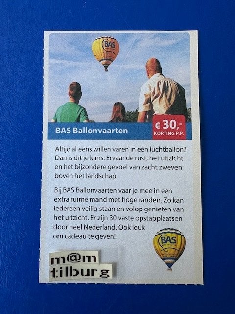 BAS Ballonvaarten €30,00 korting p.p. tot 1-7-2027, Tickets en Kaartjes, Drie personen of meer, Kortingsbon, Overige typen