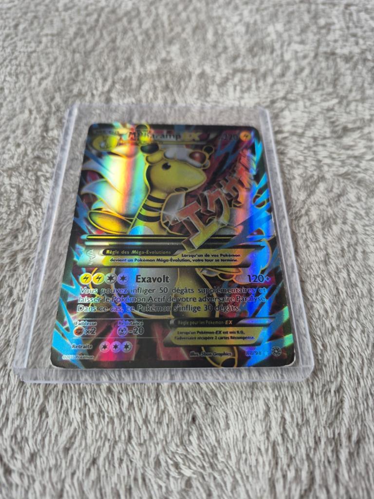 Mega Ampharos EX Pokémon Kaart - Holo Foil, Ophalen of Verzenden, Gebruikt, Losse kaart, Foil