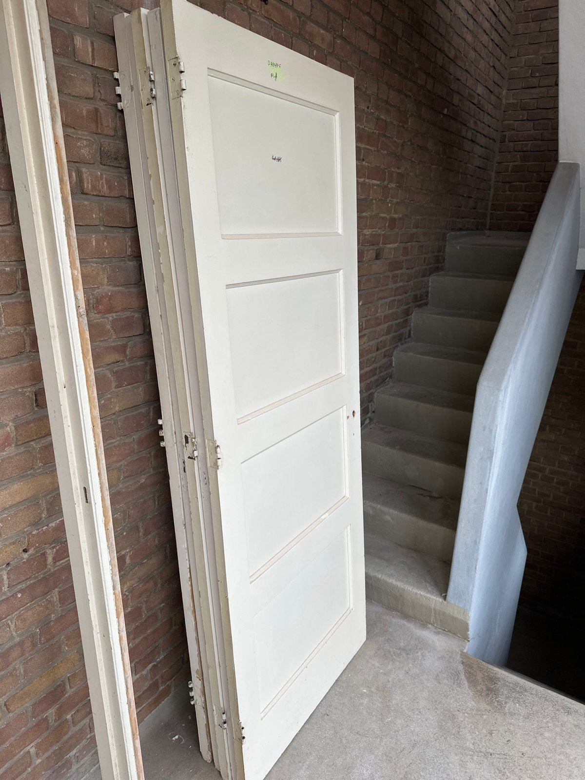 5 oude houten binnendeuren, 4 met raam (77.5 x 201.5 cm), Ophalen, Gebruikt, Minder dan 80 cm, Binnendeur