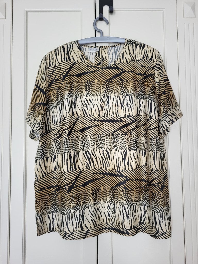 Basler shirt, top, beige, zwart, maat 48, Kleding | Dames, Beige, Ophalen of Verzenden, Zo goed als nieuw, Korte mouw
