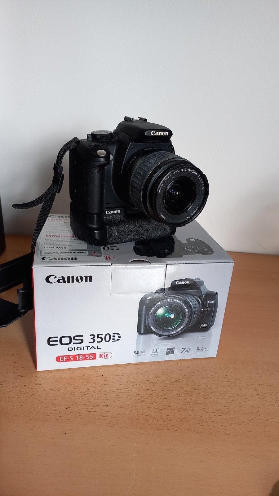 Canon EOS 350D spiegelreflexcamera met accessoires, Gebruikt, Spiegelreflex, Accu, Canon