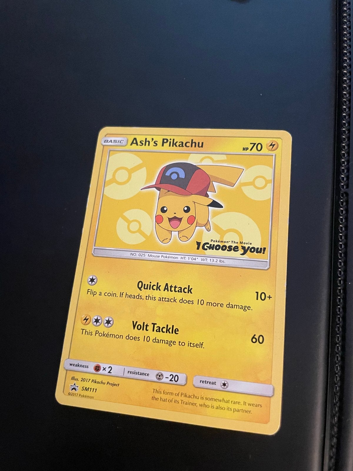 Ash's Pikachu Pokémon Kaart SM111 - I Choose You!, Ophalen of Verzenden, Zo goed als nieuw, Losse kaart