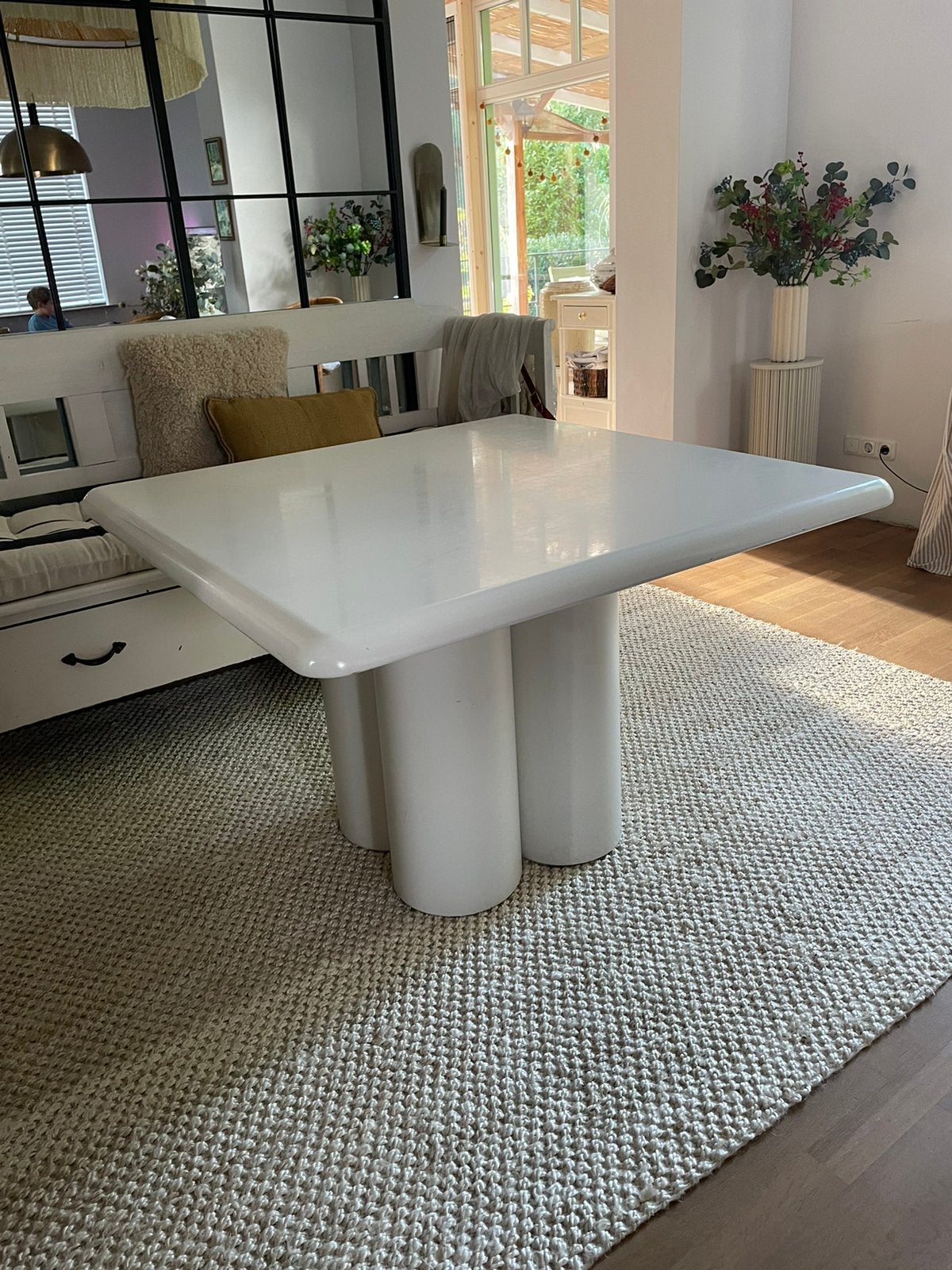 Vintage design eettafel, Huis en Inrichting, Gebruikt, Postmodern Space age, Vierkant, Ophalen of Verzenden