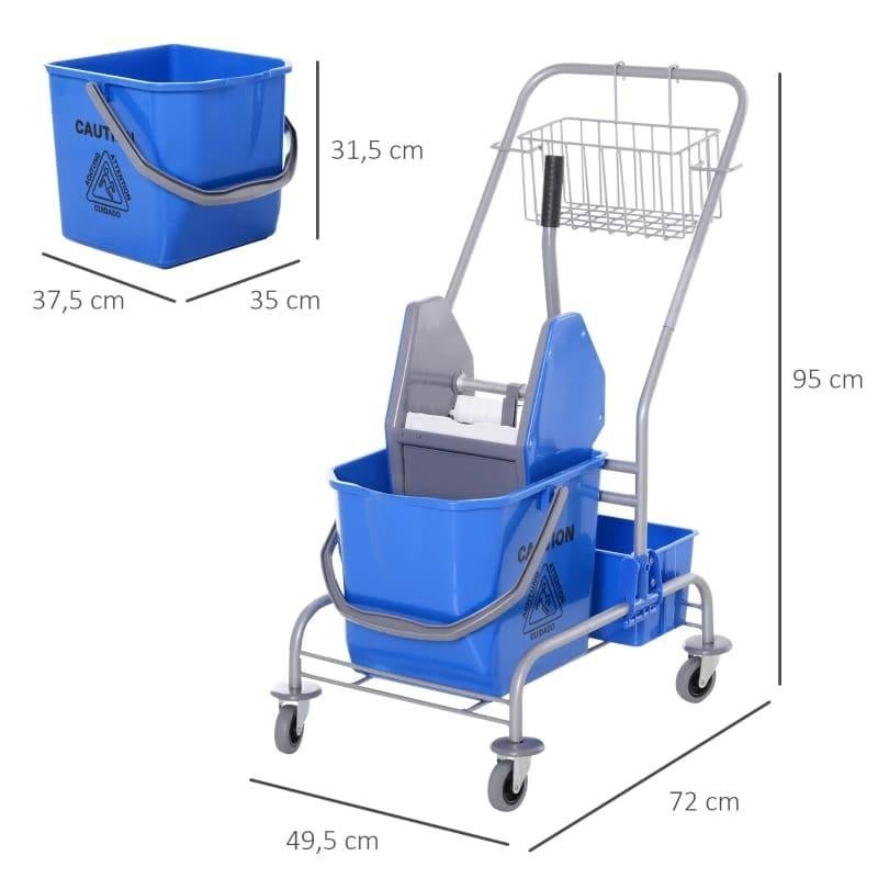 Professionele Dweilmopwagen met Emmer en Wringer - Blauw, Ophalen of Verzenden, Dweilemmer, -bak, of -wagen