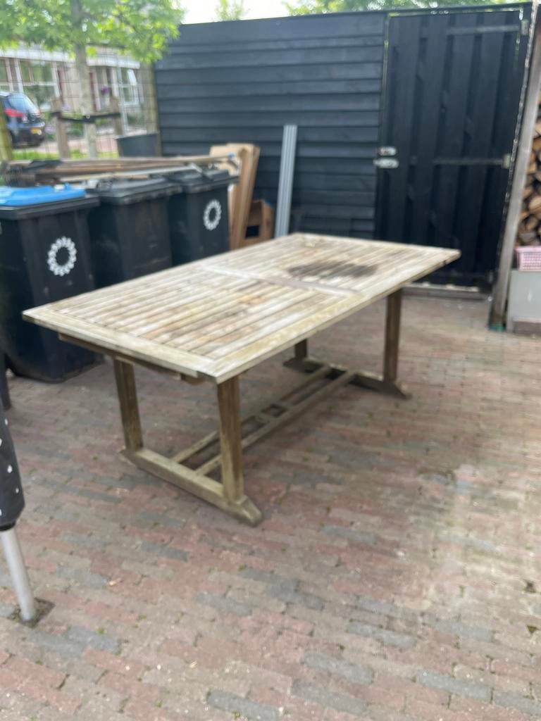 Houten tuintafel - Gebruikt, Tuin en Terras, Tuintafels, Ophalen of Verzenden, Gebruikt, Rechthoekig, Hout