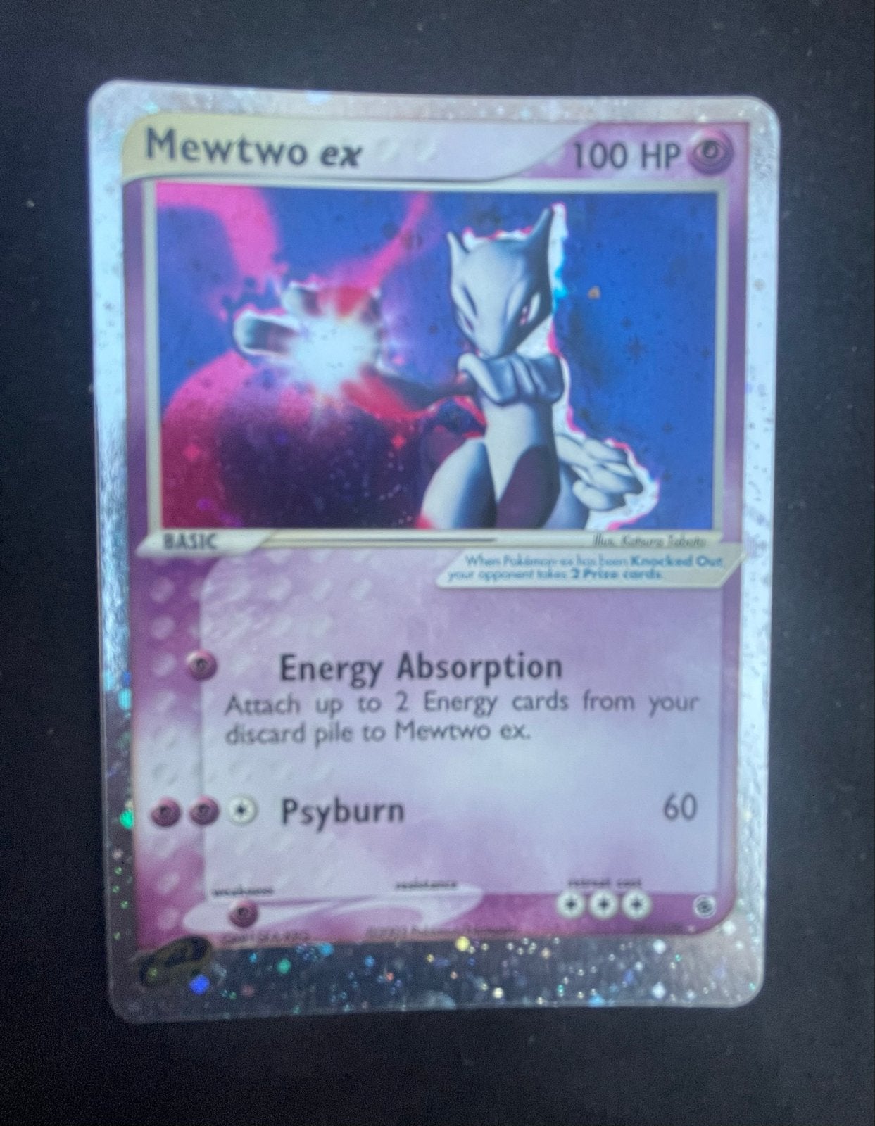 Mewtwo ex Pokémon kaart 100 HP - Zeldzaam, Ophalen of Verzenden, Gebruikt, Losse kaart, Foil
