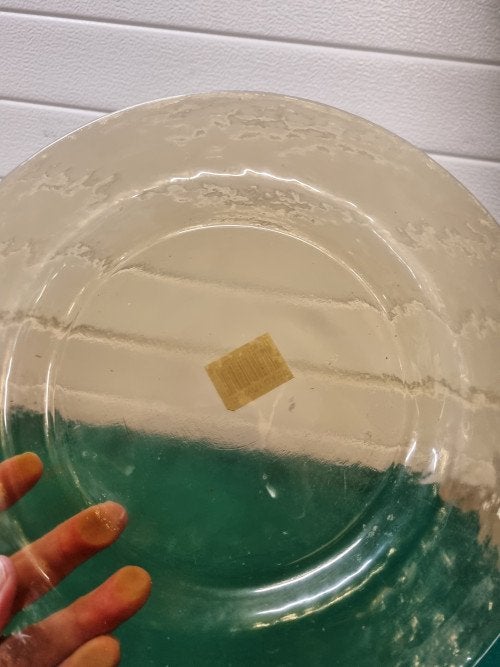schaal bord oker/ amber  geel, Ophalen of Verzenden