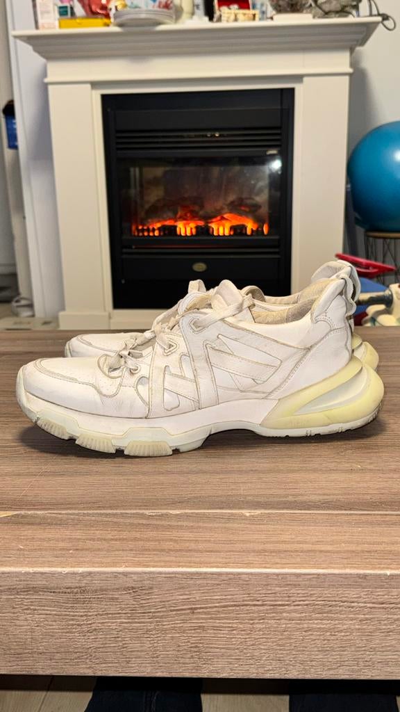 Bronx Chunky Witte Leren Sneakers - Maat 46, Ophalen of Verzenden, Gedragen, Wit, Sneakers of Gympen