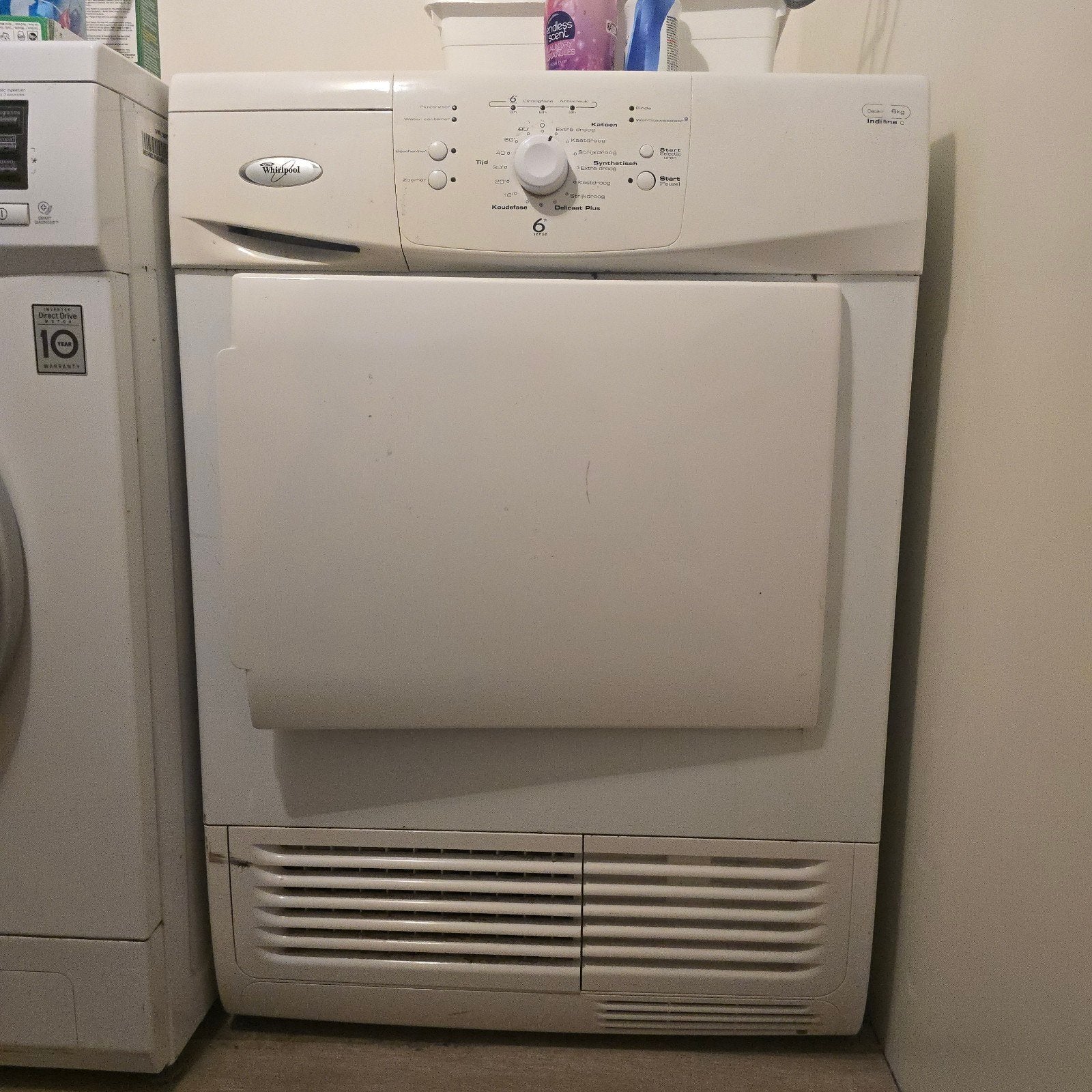 Whirlpool Indiana C wasdroger - Oudje, maar werkt nog goed!, Ophalen, Gebruikt, Voorlader, 85 tot 90 cm